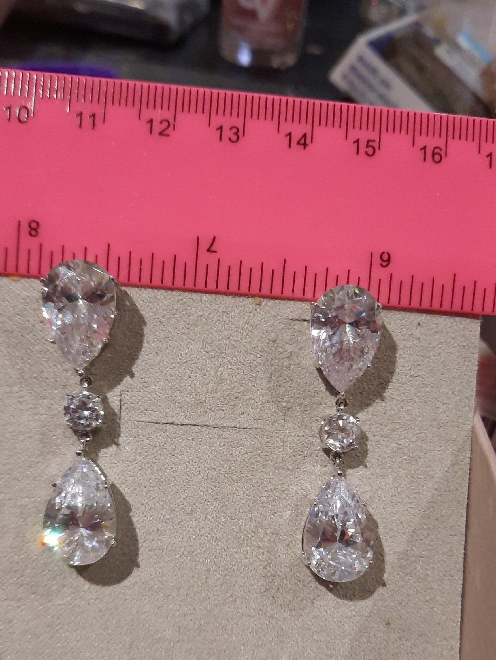 Brand New GLAMOROUS WEDDING DROP EARRINGS AUTHENTIC 14K WHITE GOLD MASSIVE CZ'S